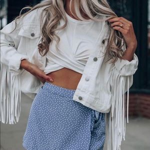 White fringe Jean jacket